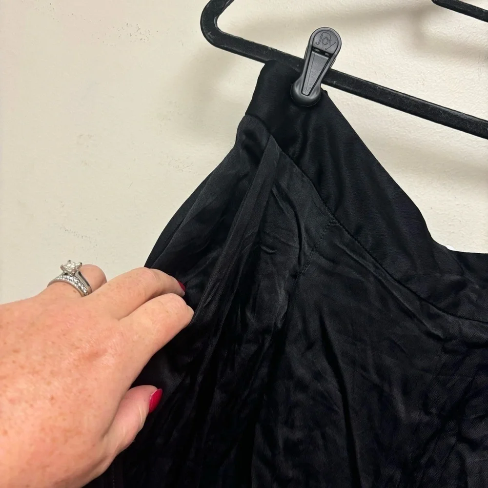 Anthropologie Ett Twa Black Satin Tie-Waist Pants